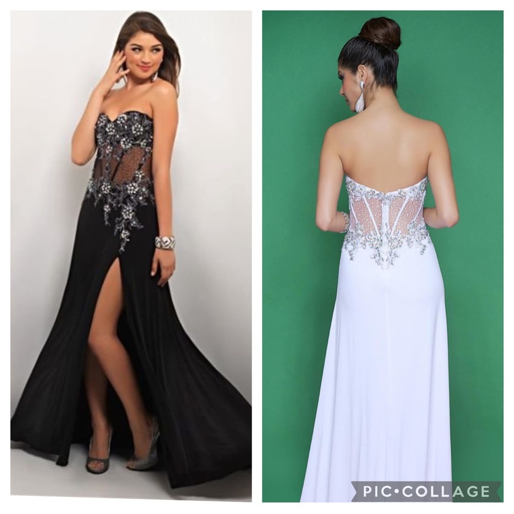 Blush prom strapless corset top beaded gown